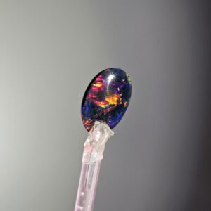Top Quality AAA Black Opal Loose Stone. Intense Neon Fire. Natural Cabochon for Pendant or Ring Setting.