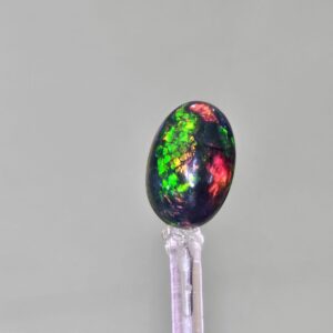 Neon Red & Green Fire Solid Natural Black Opal | 5ct Oval Cabochon | Dark Opal Loose Gem | Custom Jewelry Available