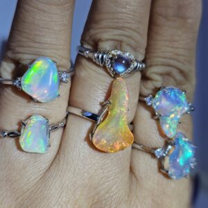 OOAK 925 Sterling Silver Opal & Moonstone Rings | 100% Handmade Artisan Rings | Choose Your Ring | Gift for Her, Everyday, Anniversary