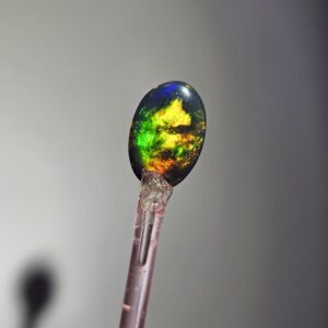 Electric Green & Gold Solid Natural Black Opal | 4ct Oval Cabochon | Dark Opal Loose Gem | Custom Jewelry Available