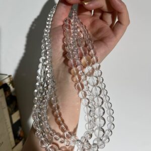 5A Clear Quartz Round Bead Chocker Necklace
