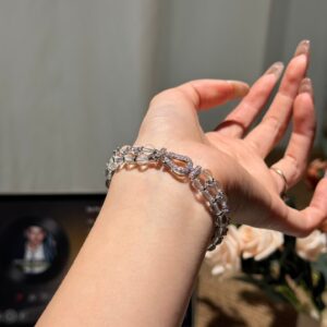 Natural double-A white crystal double-row horseshoe buckle openwork design bracelet